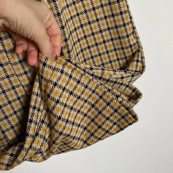 UO Cara Pants Women XS Yellow Black Plaid Kick Flare Knit Crop Stretchy Comfy - Picture 9 of 16